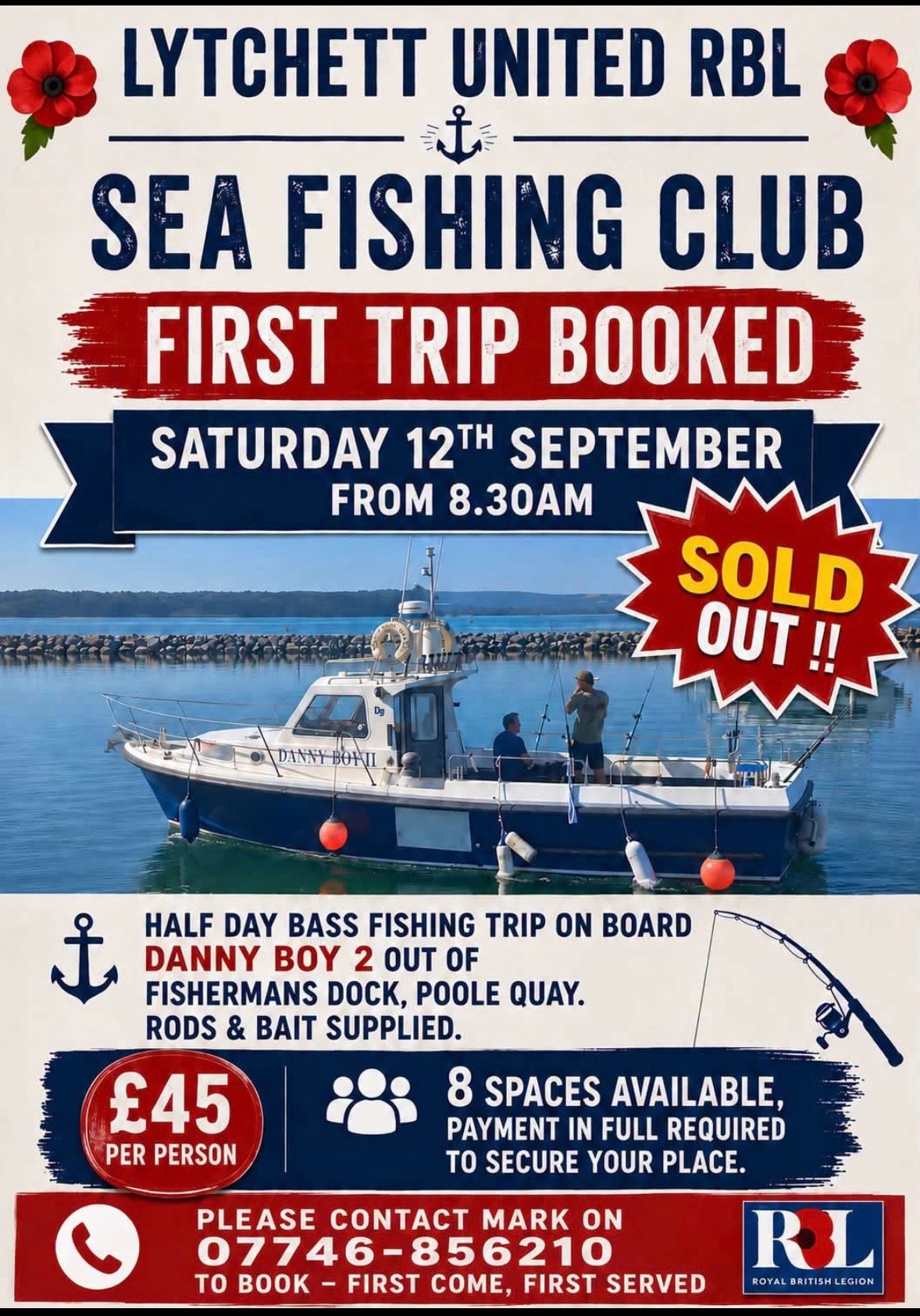 LURBL SEA FISHING CLUB - 12TH SEPTEMBER FIRST TRIP - SOLD OUT